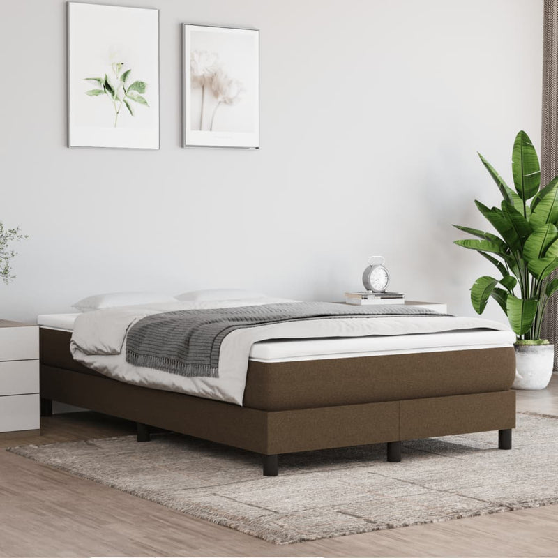 Pat box spring cu saltea, maro închis, 120x190 cm, textil