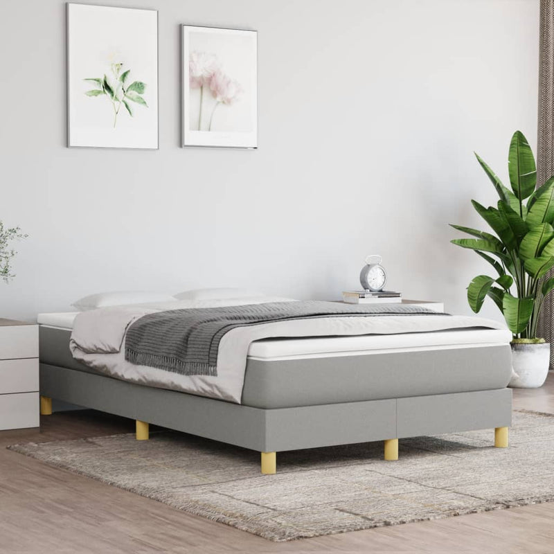 Pat box spring cu saltea, gri deschis, 120x190 cm, textil