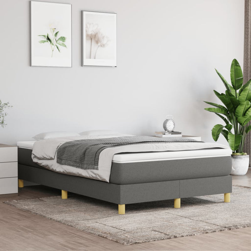 Pat box spring cu saltea, gri închis, 120x190 cm, textil