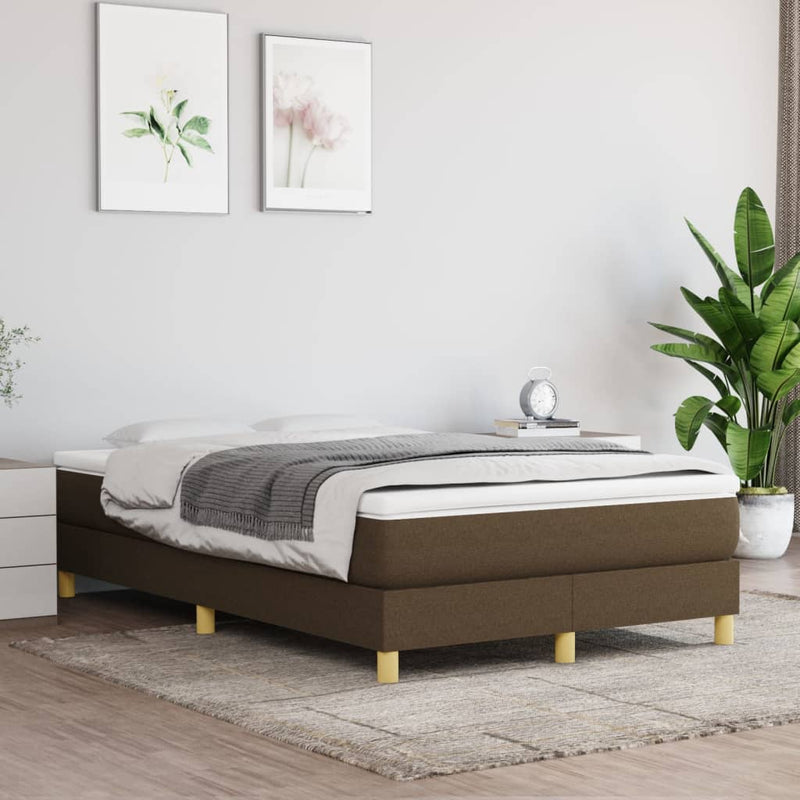 Pat box spring cu saltea, maro închis, 120x190 cm, textil