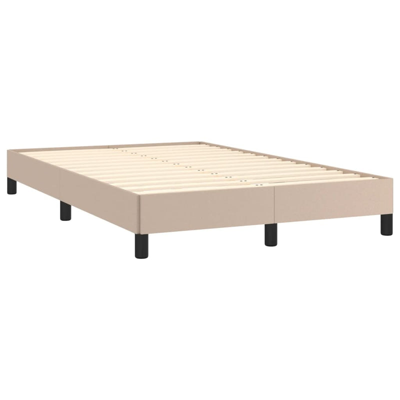 Pat box spring cu saltea, cappuccino, 120x190cm piele ecologică