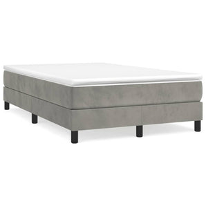 Pat box spring cu saltea, gri deschis, 120x190 cm, catifea