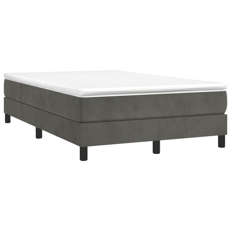 Pat box spring cu saltea, gri închis, 120x190 cm, catifea