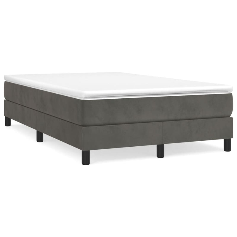 Pat box spring cu saltea, gri închis, 120x190 cm, catifea
