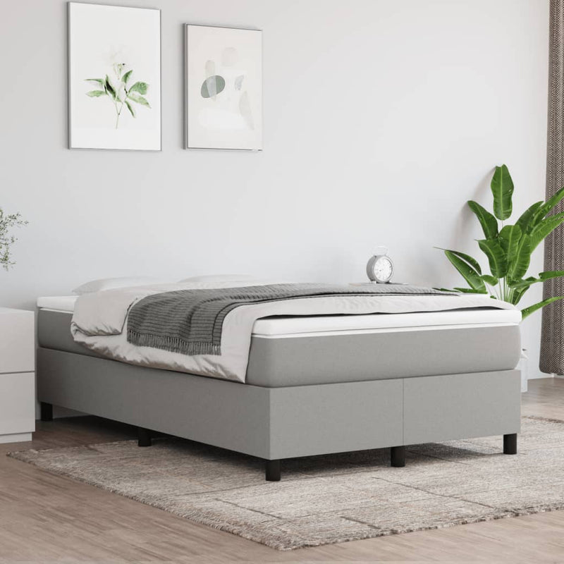 Pat box spring cu saltea, gri deschis, 120x190 cm, textil