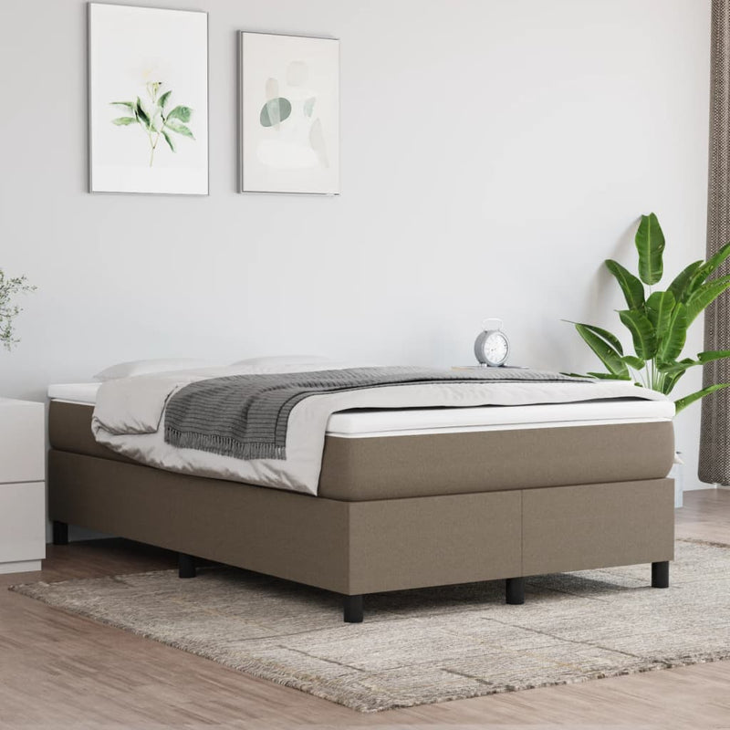 Pat box spring cu saltea, taupe, 120x190 cm material textil
