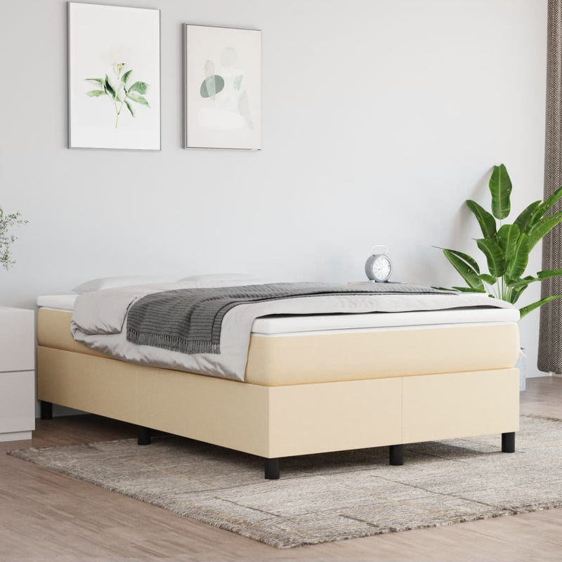 Pat continental cu saltea, crem, 120x190 cm, textil