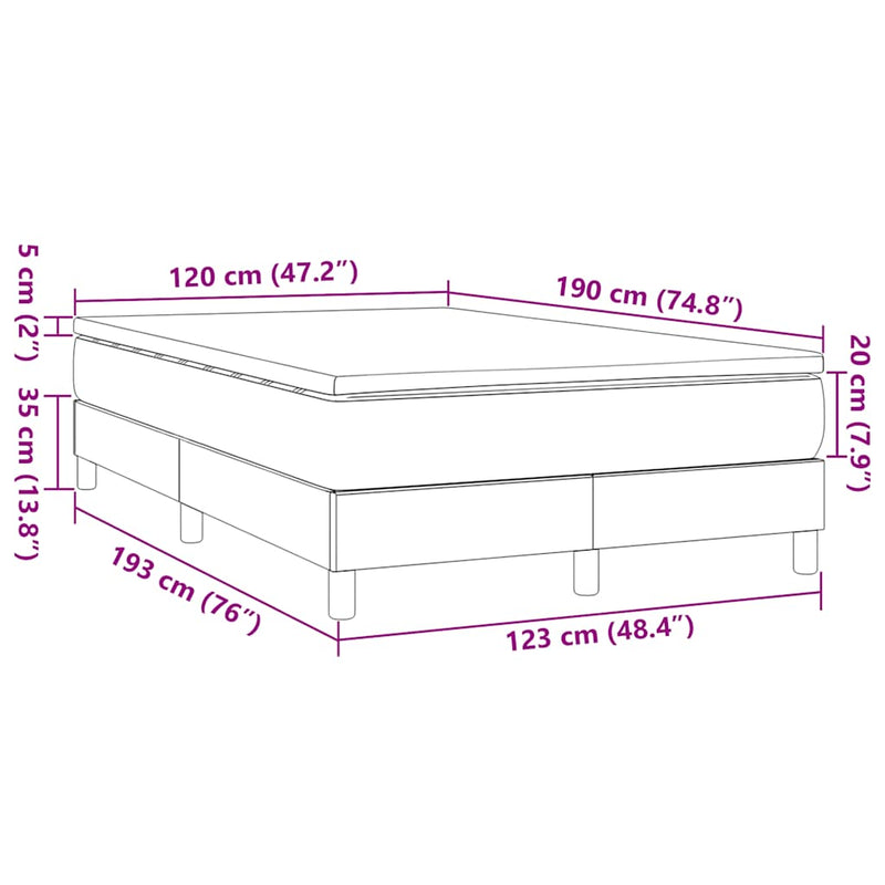 Pat box spring cu saltea, gri deschis, 120x190 cm, textil
