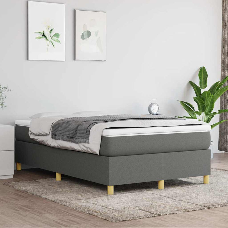 Pat box spring cu saltea, gri închis, 120x190 cm, textil