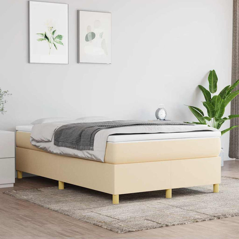 Pat continental cu saltea, crem, 120x190 cm, textil