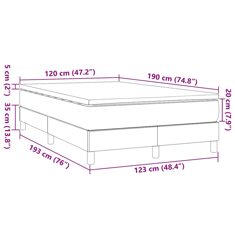 Pat continental cu saltea, crem, 120x190 cm, textil