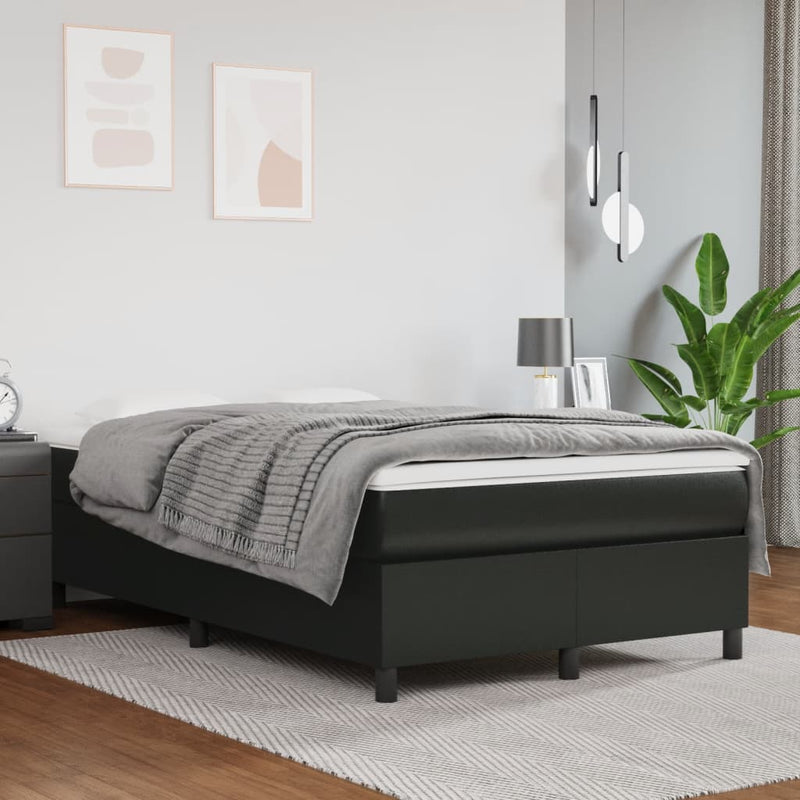 Pat box spring cu saltea, negru, 120x190 cm, piele ecologică