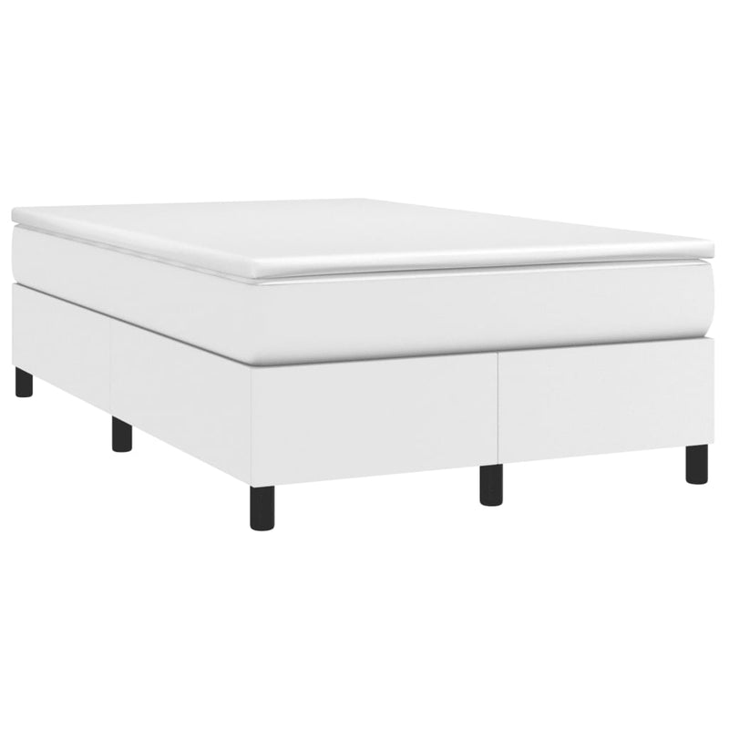 Pat box spring cu saltea, alb, 120x190 cm, piele ecologică