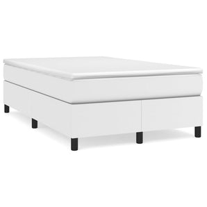 Pat box spring cu saltea, alb, 120x190 cm, piele ecologică
