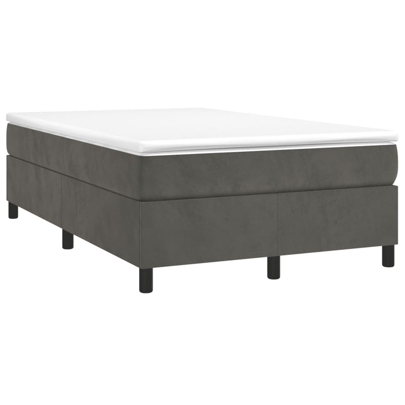 Pat box spring cu saltea, gri închis, 120x190 cm, catifea