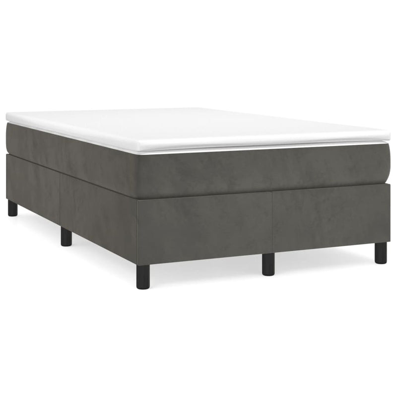 Pat box spring cu saltea, gri închis, 120x190 cm, catifea