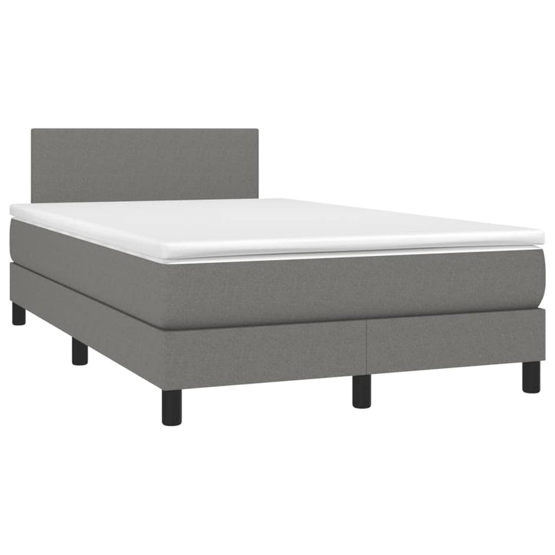 Pat box spring cu saltea, gri închis, 120x190 cm, textil