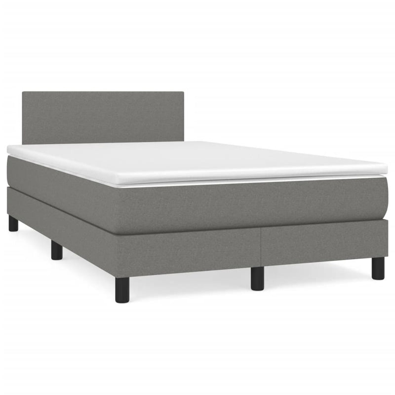 Pat box spring cu saltea, gri închis, 120x190 cm, textil