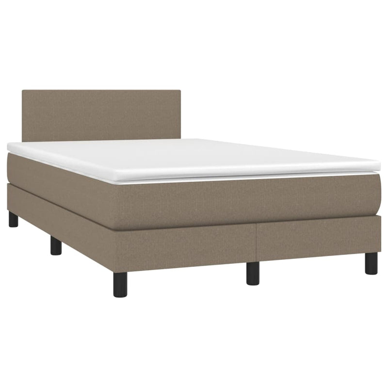 Pat box spring cu saltea, taupe, 120x190 cm material textil