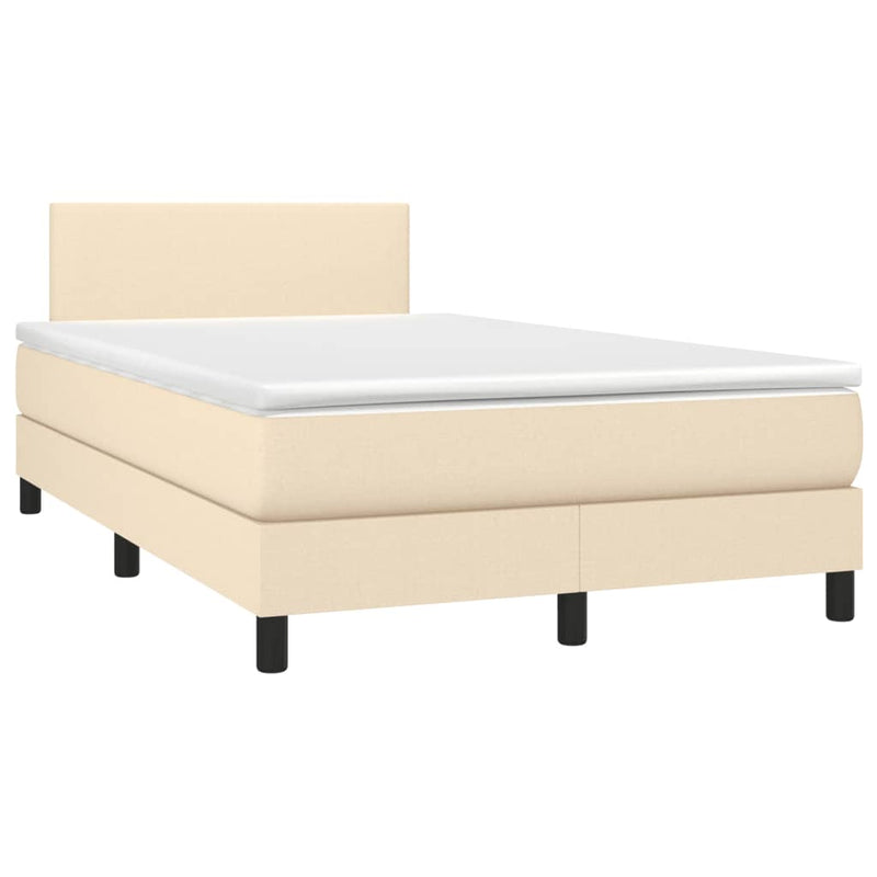 Pat continental cu saltea, crem, 120x190 cm, textil