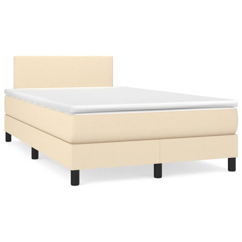 Pat continental cu saltea, crem, 120x190 cm, textil