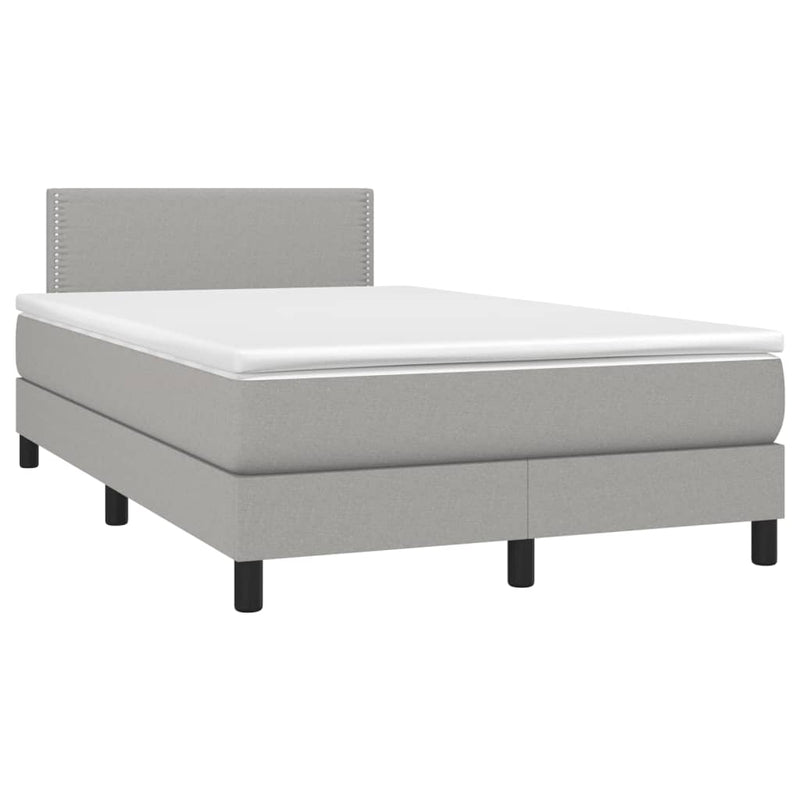 Pat box spring cu saltea, gri deschis, 120x190 cm, textil