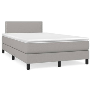 Pat box spring cu saltea, gri deschis, 120x190 cm, textil