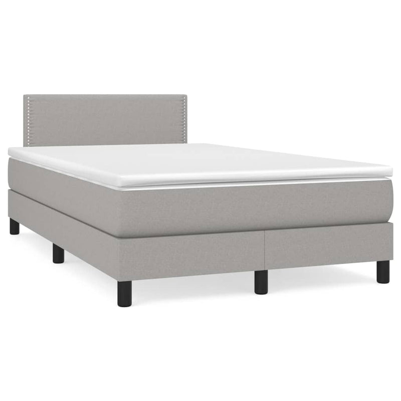 Pat box spring cu saltea, gri deschis, 120x190 cm, textil