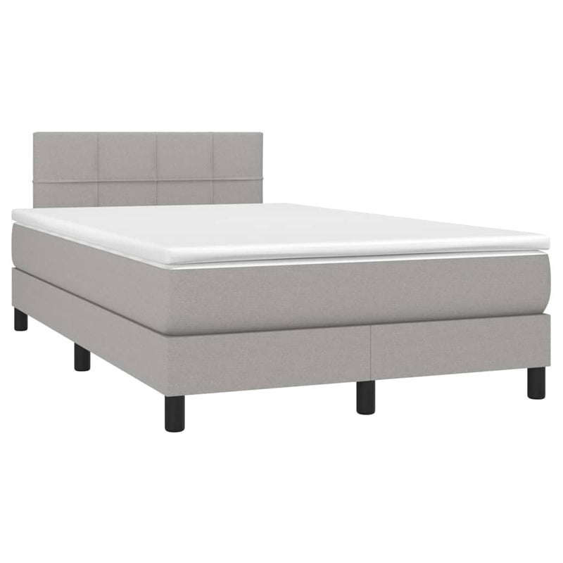 Pat box spring cu saltea, gri deschis, 120x190 cm, textil