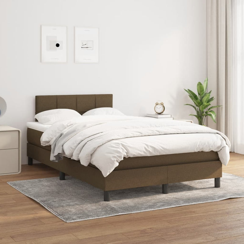 Pat box spring cu saltea, maro închis, 120x190 cm, textil