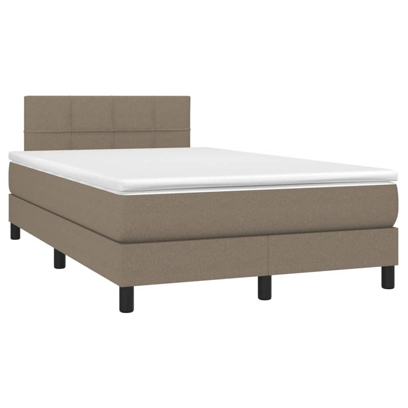 Pat box spring cu saltea, taupe, 120x190 cm material textil