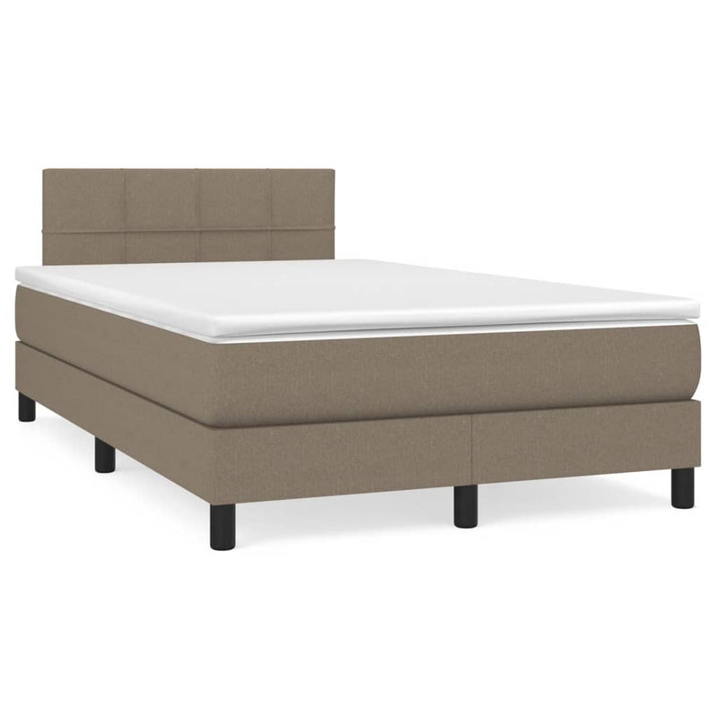Pat box spring cu saltea, taupe, 120x190 cm material textil