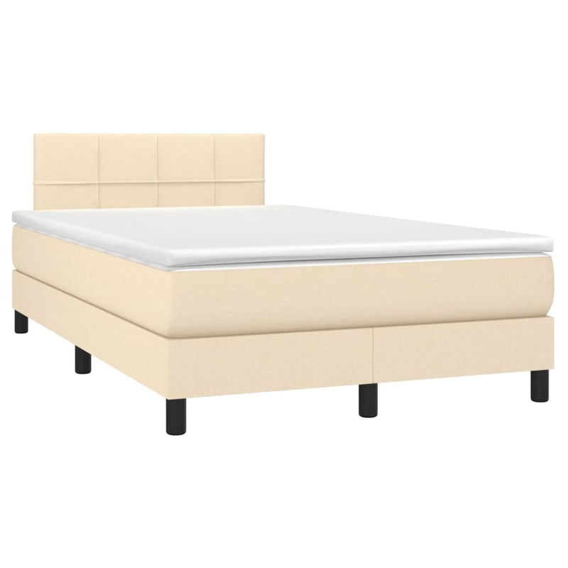 Pat continental cu saltea, crem, 120x190 cm, textil