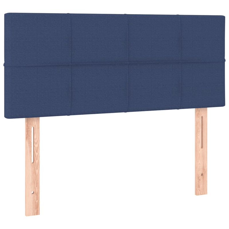 Pat box spring cu saltea, albastru, 120x190 cm, material textil