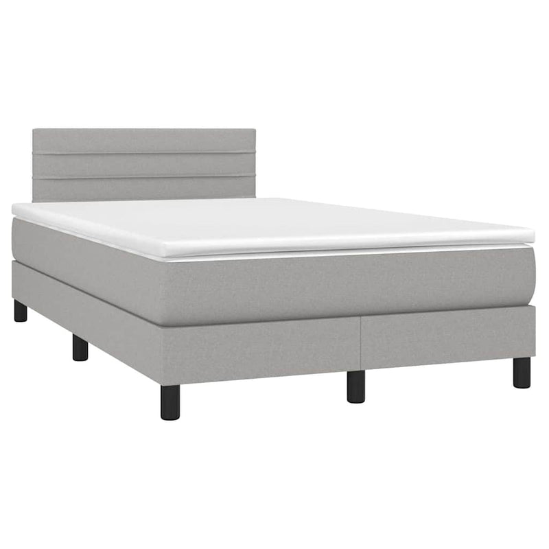 Pat box spring cu saltea, gri deschis, 120x190 cm, textil