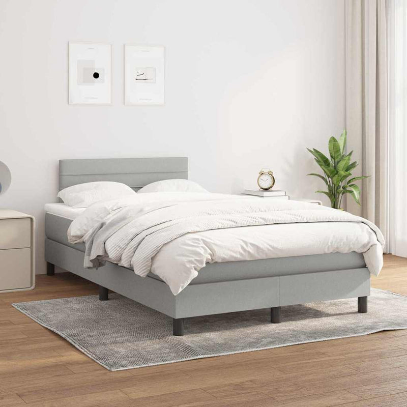 Pat box spring cu saltea, gri deschis, 120x190 cm, textil