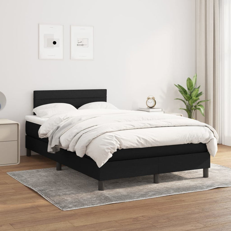 Pat box spring cu saltea, negru, 120x190 cm, catifea