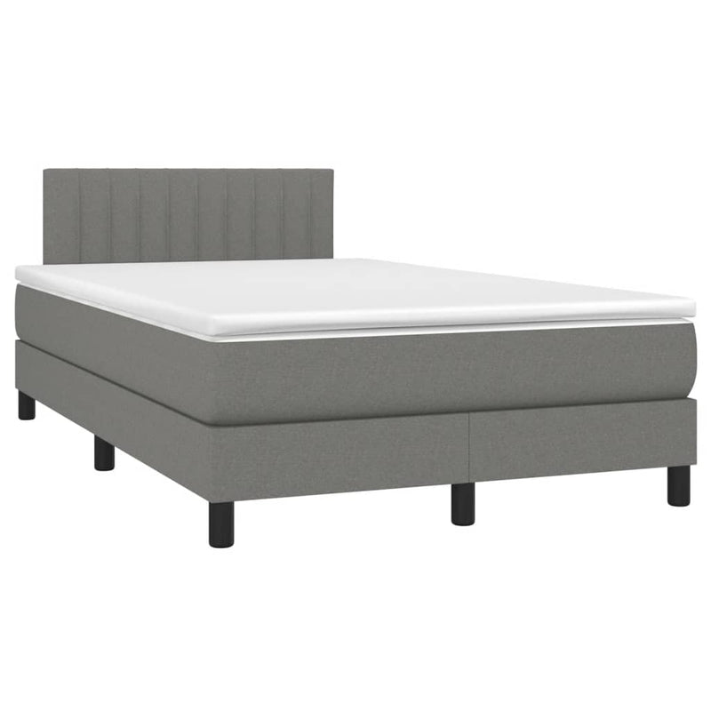 Pat box spring cu saltea, gri închis, 120x190 cm, textil