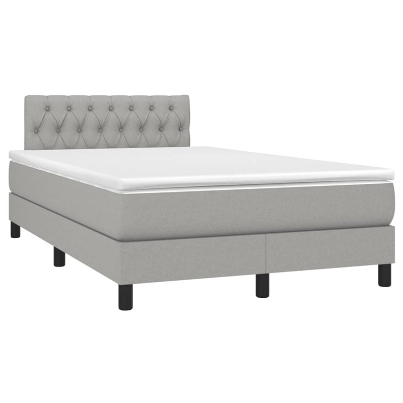 Pat box spring cu saltea, gri deschis, 120x190 cm, textil