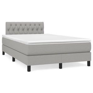Pat box spring cu saltea, gri deschis, 120x190 cm, textil