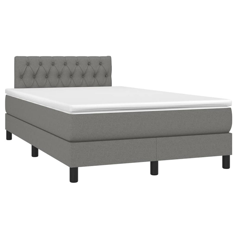 Pat box spring cu saltea, gri închis, 120x190 cm, textil