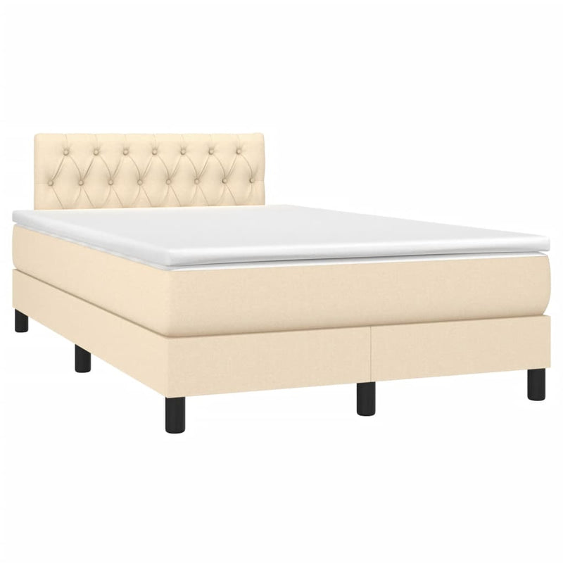Pat continental cu saltea, crem, 120x190 cm, textil