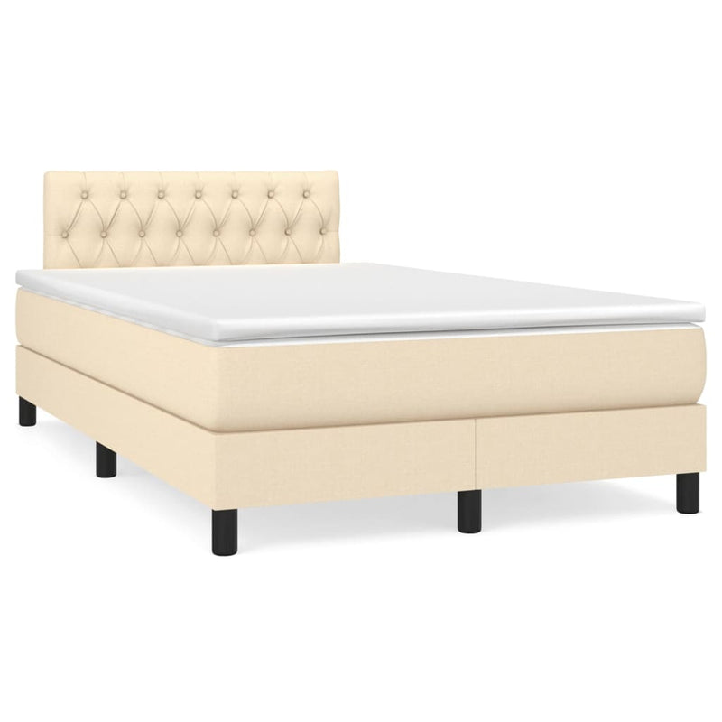 Pat continental cu saltea, crem, 120x190 cm, textil