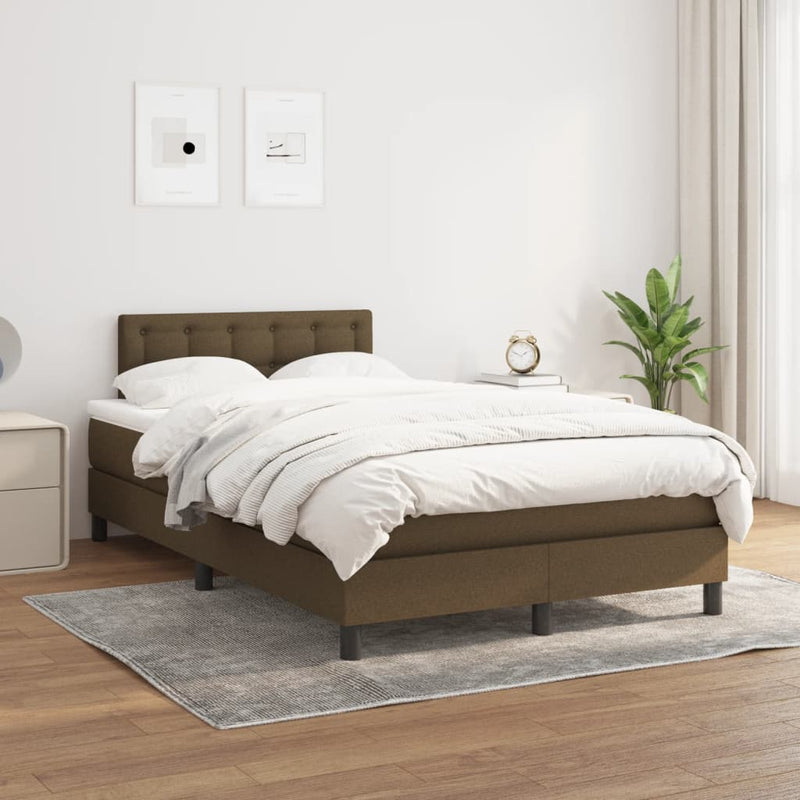 Pat box spring cu saltea, maro închis, 120x190 cm, textil