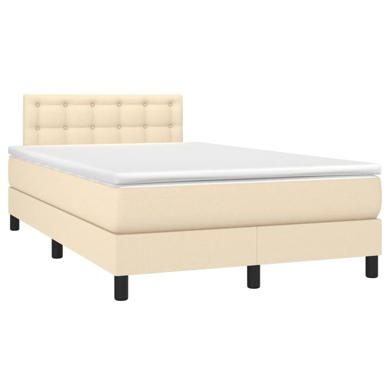 Pat continental cu saltea, crem, 120x190 cm, textil