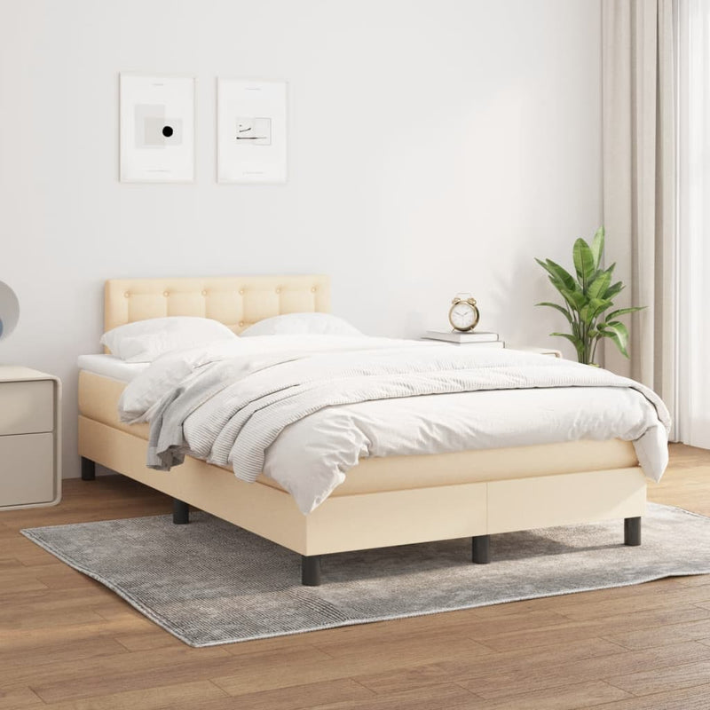 Pat continental cu saltea, crem, 120x190 cm, textil