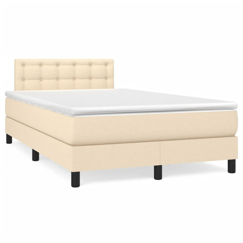 Pat continental cu saltea, crem, 120x190 cm, textil