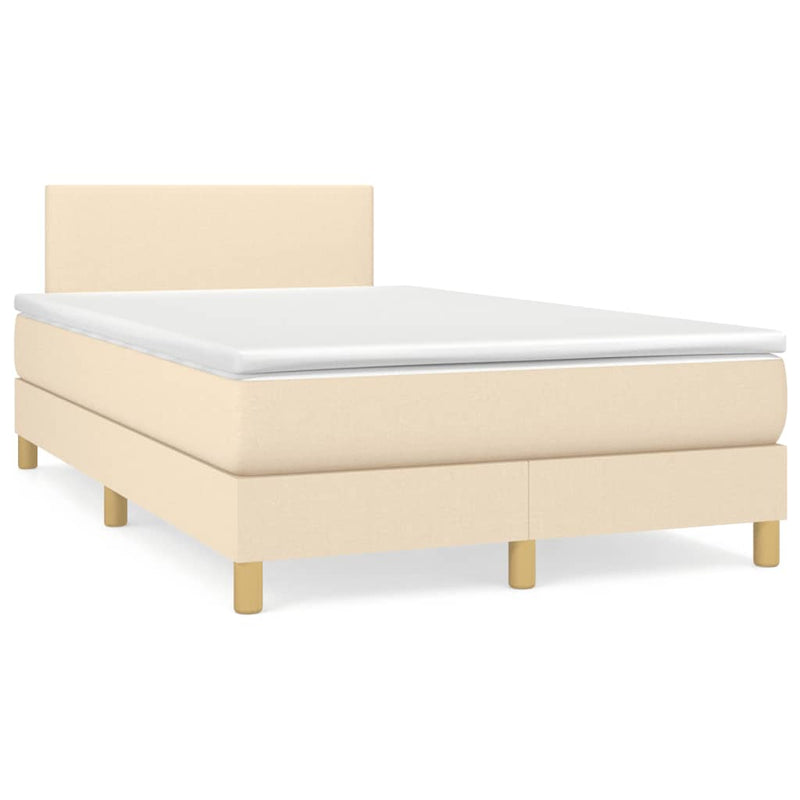Pat continental cu saltea, crem, 120x190 cm, textil