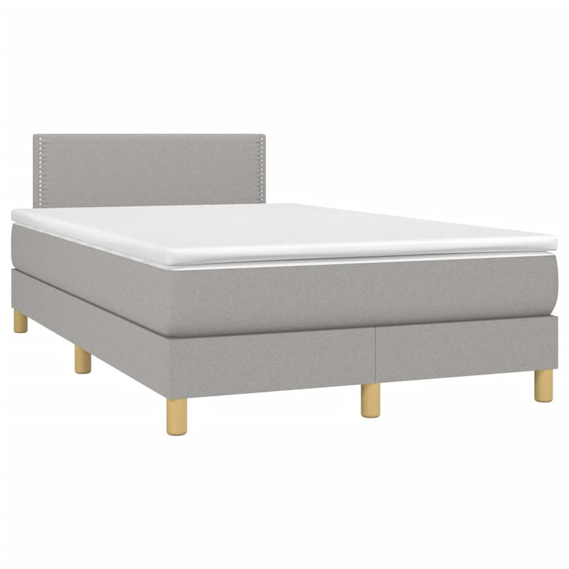 Pat box spring cu saltea, gri deschis, 120x190 cm, textil