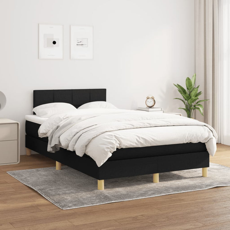 Pat box spring cu saltea, negru, 120x190 cm, catifea
